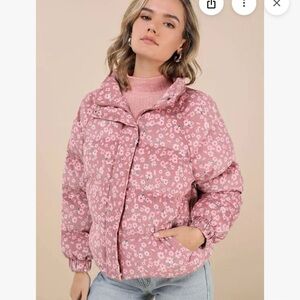 Floral Pink quilted Women's Jacket